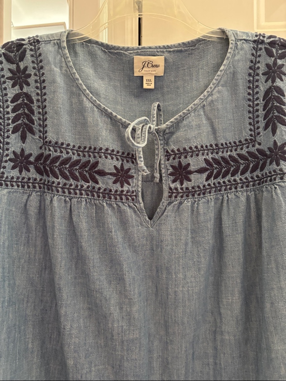 J. Crew Light Blue Embroidered Chambray Tunic - Picture 3 of 6